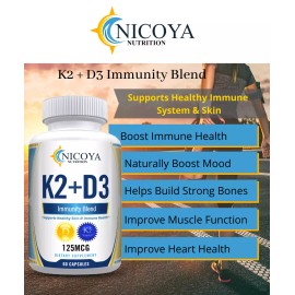 Vitamin K2+D3 125MCG | Supplement with BioPerine, Boost Immunity & Heart Health