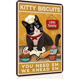 No Weenies Allowed Metal Signs for Home Decor Stylish Wall Art Door Sign Room Wall Decor For Men Women 8 X 12 Inch - Color: Yellow Kitty Biscuits
