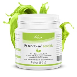 Pascoflorin sensitive: dietary supplement with lactic acid forming bacterial cultures - without histamine-forming bacterial strains - vegan, lactose and gluten free - 80 g