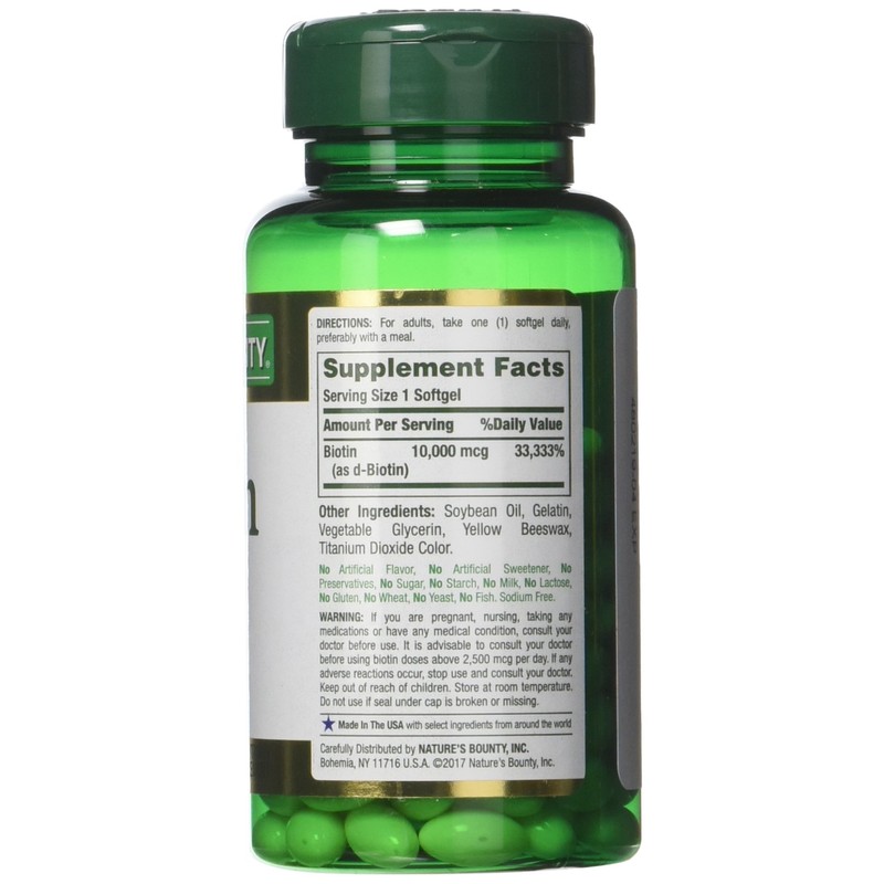 Nature's Bounty Biotin 10,000 mcg, Rapid Release Softgels 120 Each