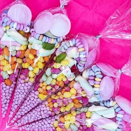 Pre Filled Millions Sweet Cones Colours Kids Party Bags Children's Birthday (60, Pink (Raspberry))
