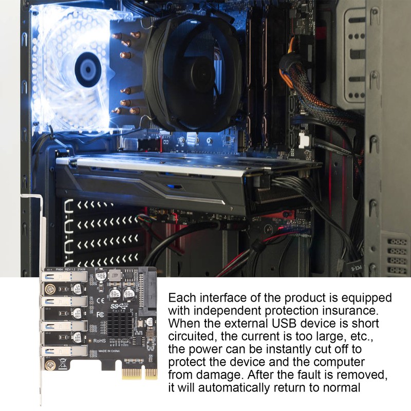 USB 3.0 PCIE Expansion Card PH64 2U/4U VL805 Chip 5Gbps
