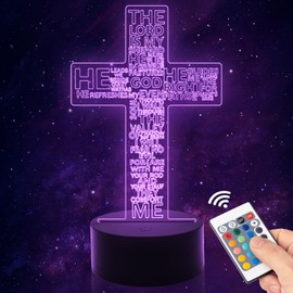 Jesus Cross 3D Night Light, Christ Optical Illusion Lights, 16 Colours Change with Remote Control, Cross Night Light, Desk Lamps, Room Home Decor, Christmas, Birthday, Easter Gifts