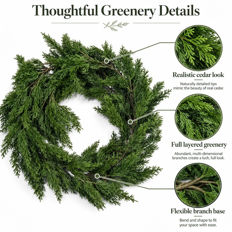 Artificial Cedar Garland for Christmas Decor – 1.8M Hanging Greenery