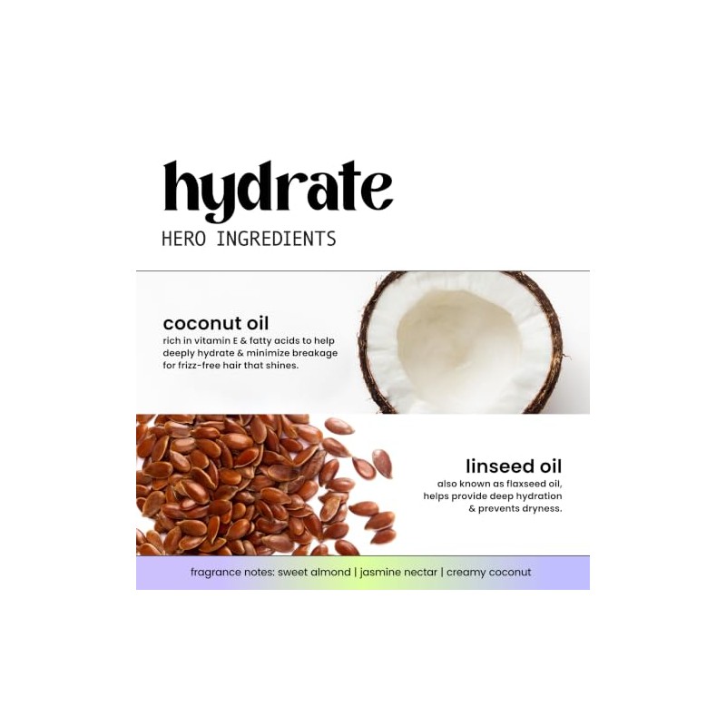 HASK, Hydrate + Coconut Oil, Acondicionador, Hidratación Profunda, Repara Cabello