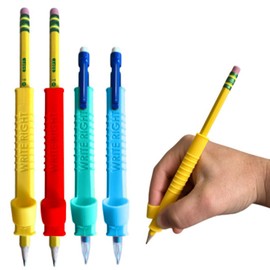 Write Right Learning Pencil Sleeves – Soft Textured Silicone Grip for Handwriting Support and Silent Fidgeting – Sensory-Friendly Tool for Students, Teachers, Therapists, and All Ages – 4 Pack