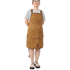 Long Heavy Duty Waxed Canvas Tool Apron, Carpenter Aprons, Woodworking Aprons, Carpenters Water-Resistant 18 Oz ,Fully Adjustable to Comfortably Fit Men and Women Cotton Hanging - option: Brown + Canvas