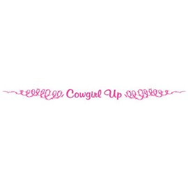Windshield Sticker Decal for Flat Glass- Cowgirl Up with Barbed Wire - Compatible with Wrangler in Pink - 2x42 inch