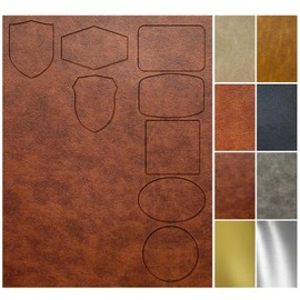 Laser Engraving Leather Patches Blank Engrave Leatherette Sheets Iron-on with Heat Press/Transfer Adhesive,5 Large Pieces Laserable Faux Leather Supplies(Chestnut Brown-Black)