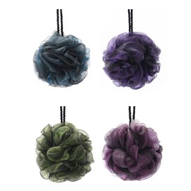 4 Pack Large Exfoliating Body Shower Bath Puff Sponge For Men And Women Green Blue Purple Pink Double Layer Black Outer Layer