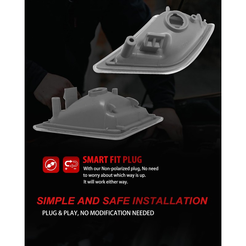 MODIPIM Clear Front Sidemarker w/White LED Lights For 2008-2011 Benz