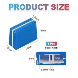 MECCANIXITY Universal Fader Knobs, Blue Mixer Fader Caps Slider Potentiometer Replacement Plastic for DJ Controller Mixer Console, 5 Pack