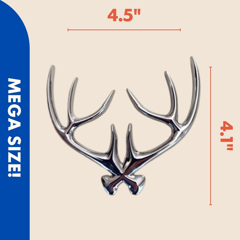 Huge 4.5" Deer Antler Car Emblem for Hunters and Outdoorsmen
