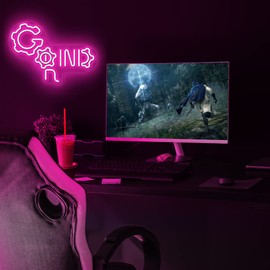 Lumoonosity Grind Neon Sign - Gamer Neon Sign for Boys, Teens' Game Room, Bedroom Decor - USB Powered Grind Neon Gaming Sign for Gamer Wall Decor with On/Off Switch - Grind LED Game Neon Sign, Pink