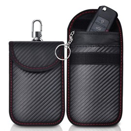 MOICUU Radio Block Smart Key Case, Radio Block Pouch [2-Piece Set], 3D Carbon Material, Car Security Against Car Theft by Relay Attack, RFID Blocking Pouch, Car Accessory, Security Goods (Black)