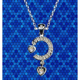 rescent Moon Circle Art Nouveau White Art Nouveau Youth Style Round Silver Chain + Silver Pendant Necklace Genuine Sterling 925 Silver Zirconia Crystals Rhinestone Clear Love Pendant 51052