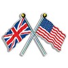 Crossed Poles USA & UK Union Jack Waving Flags Sticker