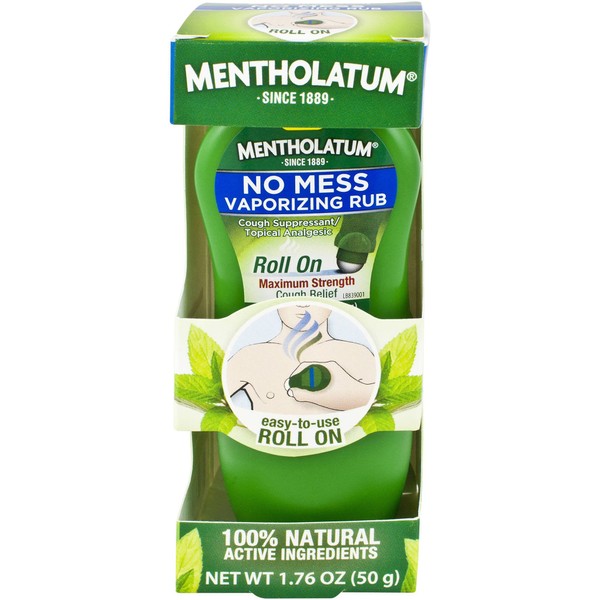 Mentholatum Roll On Maximum Strength Cough Relief, 1.76 Oz (Pack of 2)