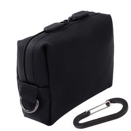 GLOBAL BOX Gadget Pouch, Small, Waterproof, Carabiner, Compact, Gadget Pouch, Men's, Small Items, Mini, Black, Black, Simple