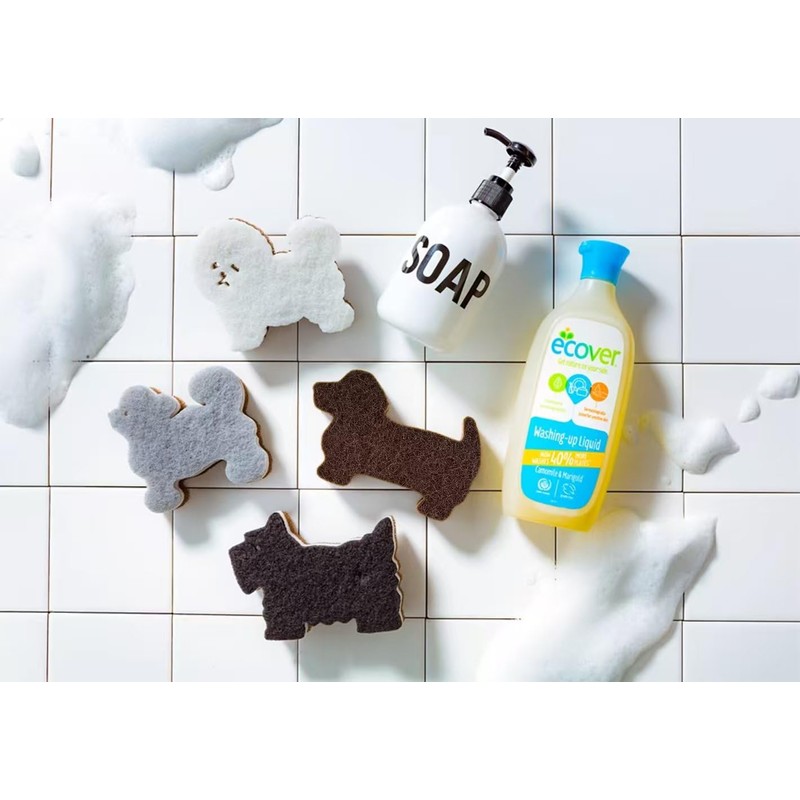 Kitchen Sponge Cute Dog Sponge Three-Layer Dog Cleaning Sponge Pet