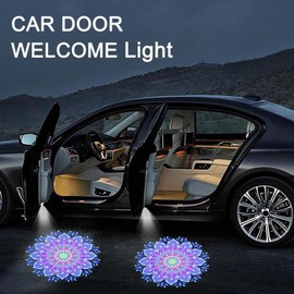 2PCS No Fade Car Door Lights,Mandala Purple Lotus Door Lights Logo Projector LED Shadow Bulb Welcome Lamp,Mandala Car Accessories Gifts for Women,Suitable for All Brands Vehicles