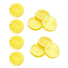 Heting-YQ Pack of 10 Artificial Lemon Slices Plastic Fake Lemon Slice Small Simulation Lemon Slices for Wedding Photography Prop Party Display