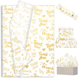 JarThenaAMCS 100 Sheets Thank You Tissue Paper Gold Gift Wrapping Paper for DIY Arts Crafts Holiday Wedding Baby Shower Birthday, 14 x 20 Inch