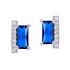 Silvershake 6X3mm Created Baguette Shape Sapphire Blue White Gold Plated