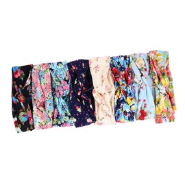 Mikinona 8pcs Button Hairband Mask Wraps Flower Printed Stretchy Headband for Workout Running Yoga Biking Climbing Skincare