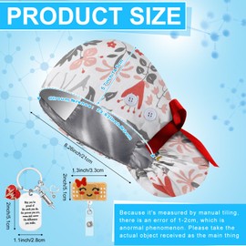 Jamntower 18 Pcs Nurses Appreciation Gifts for Women Include 6 Satin Lined Scrub Caps with Buttons 6 Nurse Badge Reel 6 Keychains Thank You Gifts for Party (Silver Gray)