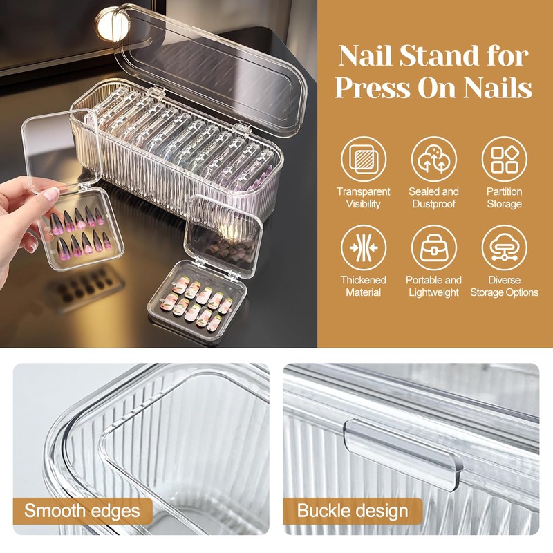 Press On Nail Orgnizer 14 PCS Clear Press On Nail
