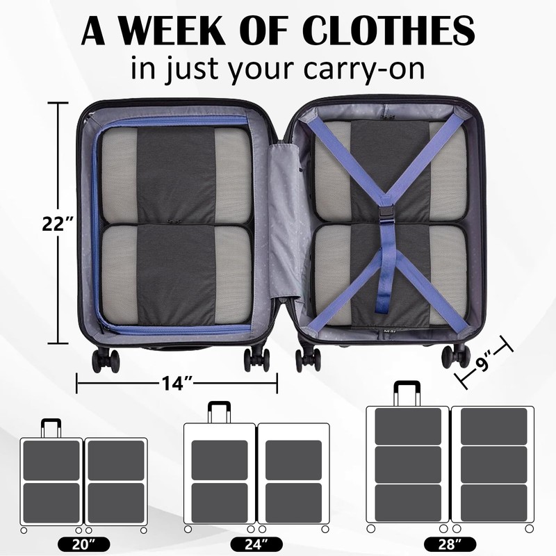 Extra Large Compression Packing Cubes for Travel Essentials, 2 Set