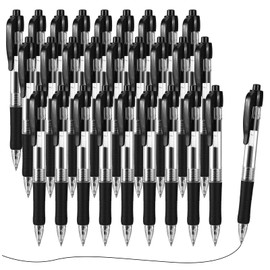 Hauojaus 24 Pack Mini Ballpoint Pens Small Pens Bulk Black Ink Smooth Writing Retractable Gel Short Pens Quick Dry with Soft Grip for Badge Office Teacher School Supplies, 0.5 MM No Bleed