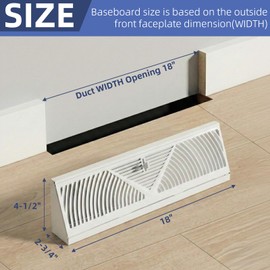 4PK 18 inch Baseboard Register Vent for 18"Duct,Baseboard Vent Cover