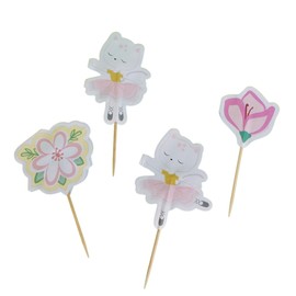 Cat Ballerina Cupcake Toppers (Set of 12) | Ballerina Cupcake Tops Toppers Picks Pics | Cat Cupcake Tops Toppers Picks Pics