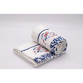 Lex's Linens Fish & Coral Embroidered Hand Towels x 2