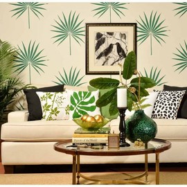 Palmetto Leaf Wall Stencil – Wall Painting Stencils for Easy Room Makeover – Large Stencil for Painting Walls – Stenciling Instead of Wallpaper Saves Money – Best Quality Stencils for Walls and Floors