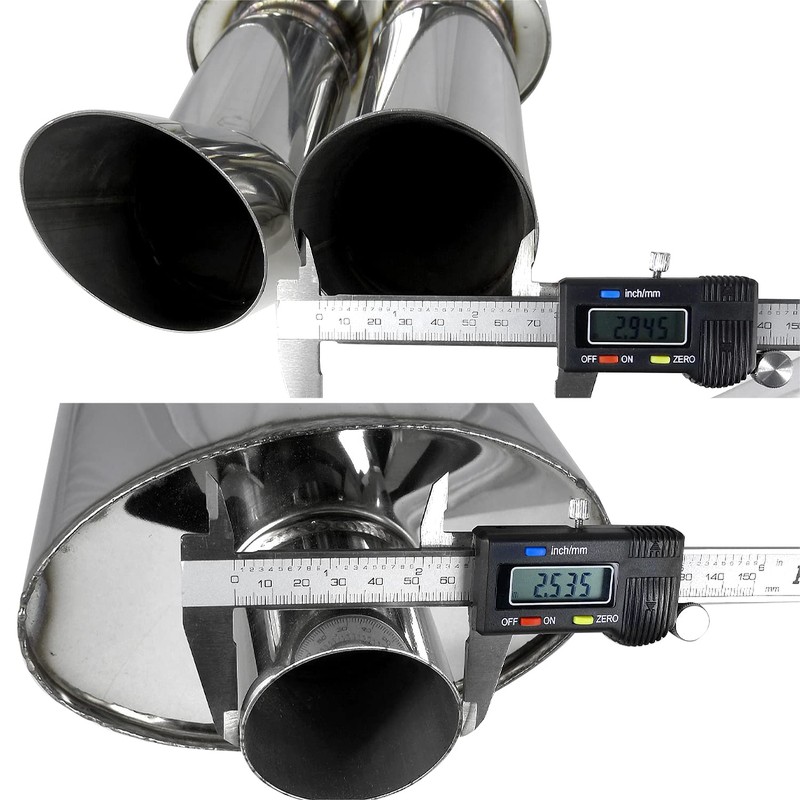 Spec-D Tuning Dual Slant Tip 3" Outlet 2.5" Inlet Stainless