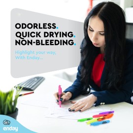 Enday Highlighter Assorted Colors, Mini Colored Highlighters Chisel Tip, Cap with Clip & Keychain Ring, Fluorescent Yellow, Green, Red, Blue, Orange, Purple