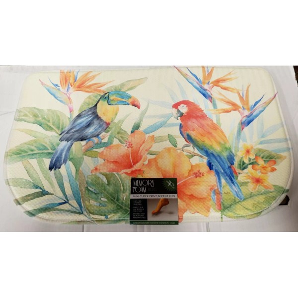 Bacova NON SKIP CUSHIONED MEMORY FOAM MAT (18"x30") 2 PARROTS,BIRDS