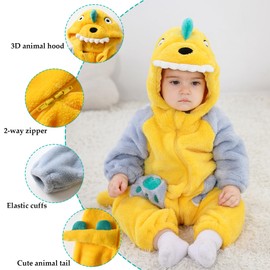 TONWHAR Kids' And Toddlers' Infant Tiger Dinosaur Animal Fancy Dress Costume Outfit Hooded Romper Jumpsuit(2-3T/Height:36"-39")