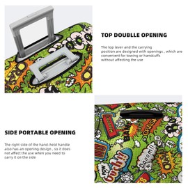 Travel Luggage Cover Suitcase Protector Washable Elastic Anti-scratch Suitcase cover Fits 18-21 Inch Luggage, Classic Graffiti Pattern 2, S 25.79"x18.7" (Fits 18-21 Inch Luggage )