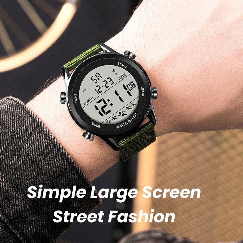 Men Digital Sports Watch Waterproof Alarm Countdown Dual Time Zone