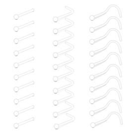 AceFun Clear Nose Rings Clear Nose Studs 20G for Work Surgery Plastic Nose Studs Plastic Nose Piercing Retainer Plastic Earrings for Sports Clear Cartilage Earrings Lip Piercing Retainer