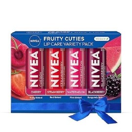 NIVEA Lip Care, Fruit Lip Balm Variety Pack, Tinted Lip Balm, 0.17 Oz, 4 count