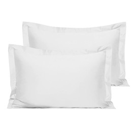 Pizuna Cotton Percale Oxford King Size Pillowcases 2 Pack White 50x90cm, 100% Long Staple Combed Cotton Pillow Cover, Percale Weave King Pillow Cases (Cotton Pillow Cases 2 Pack)