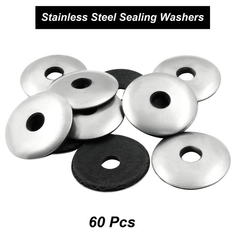 Biaungdo 60 Pcs 1/4" x 1" Neoprene Washers, Stainless Steel