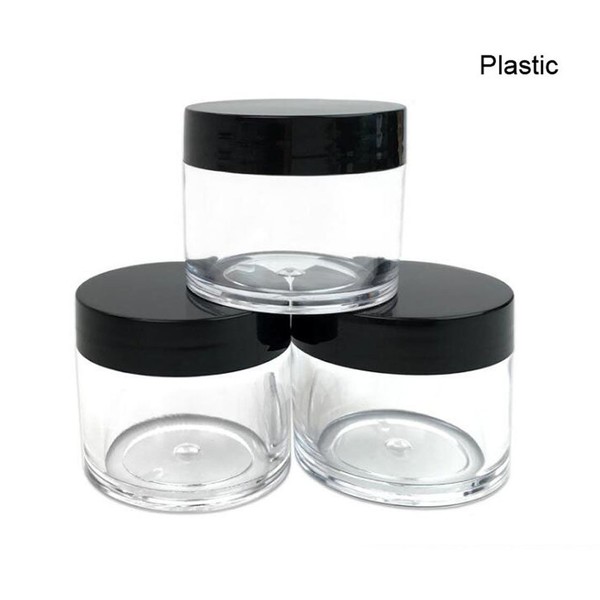 12PCS 30g 30ml/1oz Refillable Plastic Round Clear Jars With Screw Cap Lid Empty Cosmetic Jars Lot Containers for Makeup Eye Shadow Nails Powder Handmade Lip Scrubs (Black Lid)