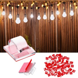 Outdoor Light Cable Clips Clear - 100 Pieces Hooks for Outdoor String Lights Clips with Self Adhesive, Light Clips for Christmas String Outside Indoor Cord Holders Rope Organizer