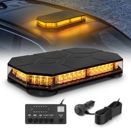 AnTom Rooftop Strobe Beacon Light - 42 LEDs, 14" Emergency Light Bar for Trucks w/Control Panel, Magnetic Hazard Warning Flashing Plow Light for Construction Vehicles and Road Safety